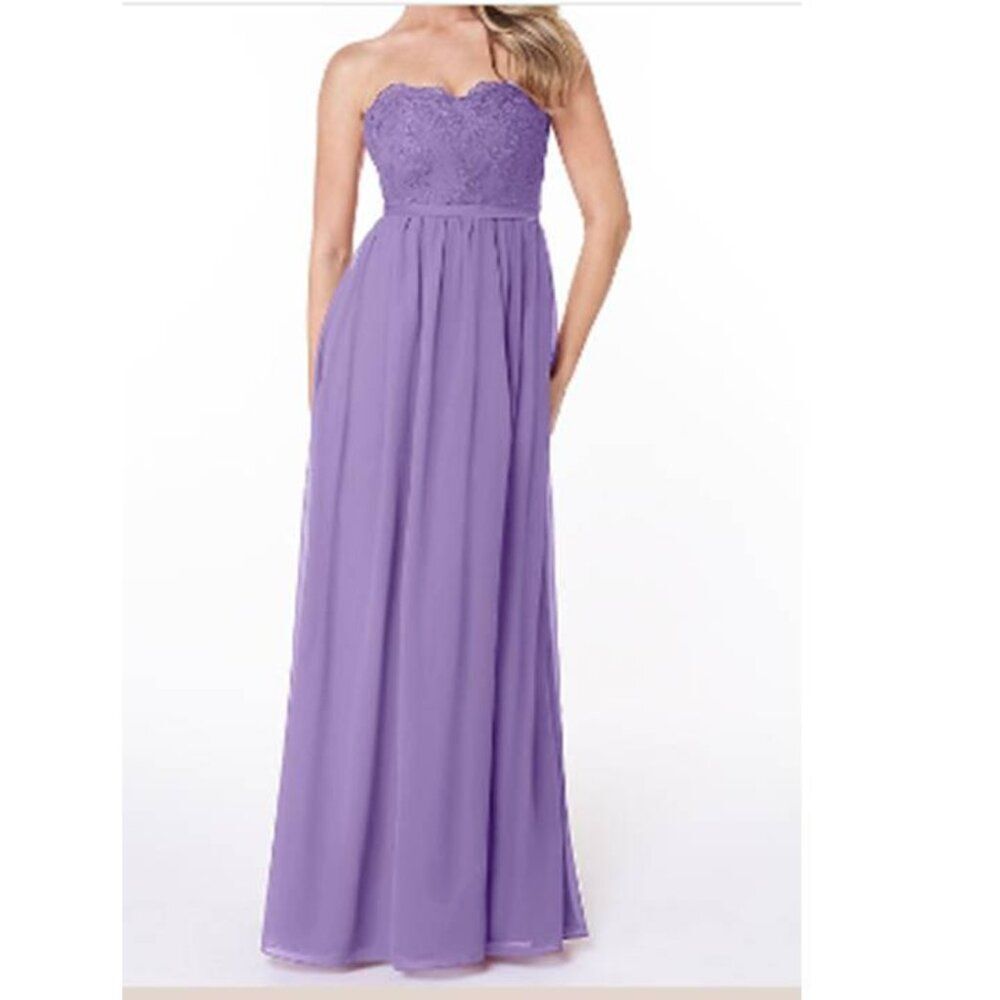 Azazie Lavender Strapless Lace Bodice Maxi Dress